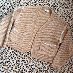 Cozy Tan Knit Cardigan Sweater